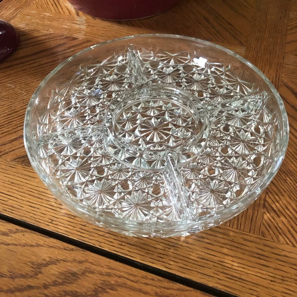 Vintage INDIANA GLASS 5-Part Relish Dish Daisy and Button pattern